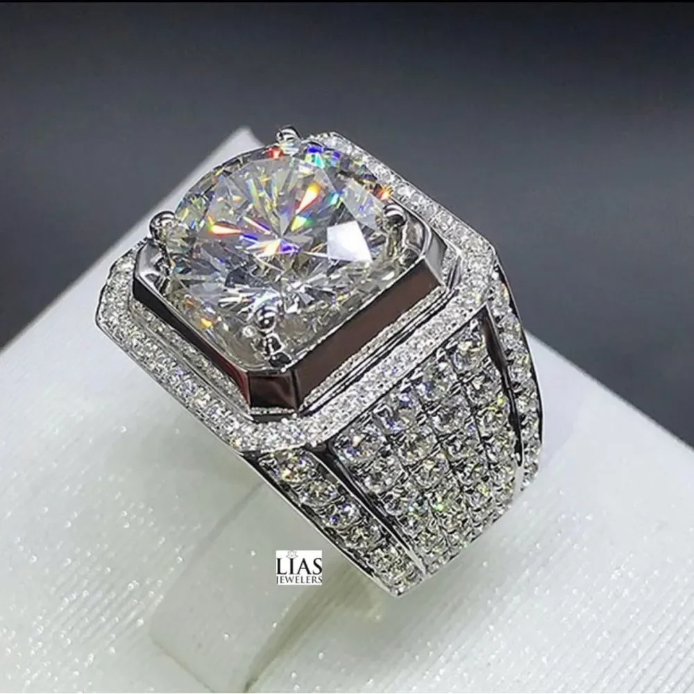 New 18k white gold men wedding ring